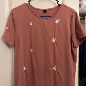 Women's Pink Floral Embroidered Top